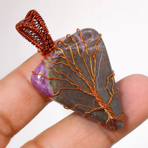 Stichtite Gemstone Fashion Wire Wrapped Handcrafted Pendant Copper 2.10&quot; SA 1481 - £3.97 GBP