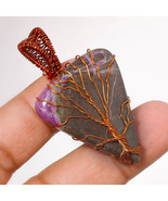 Stichtite Gemstone Fashion Wire Wrapped Handcrafted Pendant Copper 2.10" SA 1481 - $4.99