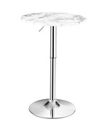 Costway Round Pub Table Swivel Adjustable Bar Table w/ Faux Marble Top W... - £97.27 GBP