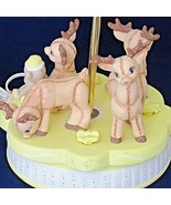 Vintage Kimple Reindeer Lamp Baby Polka Dot Yellow Teddy Bear - $31.19