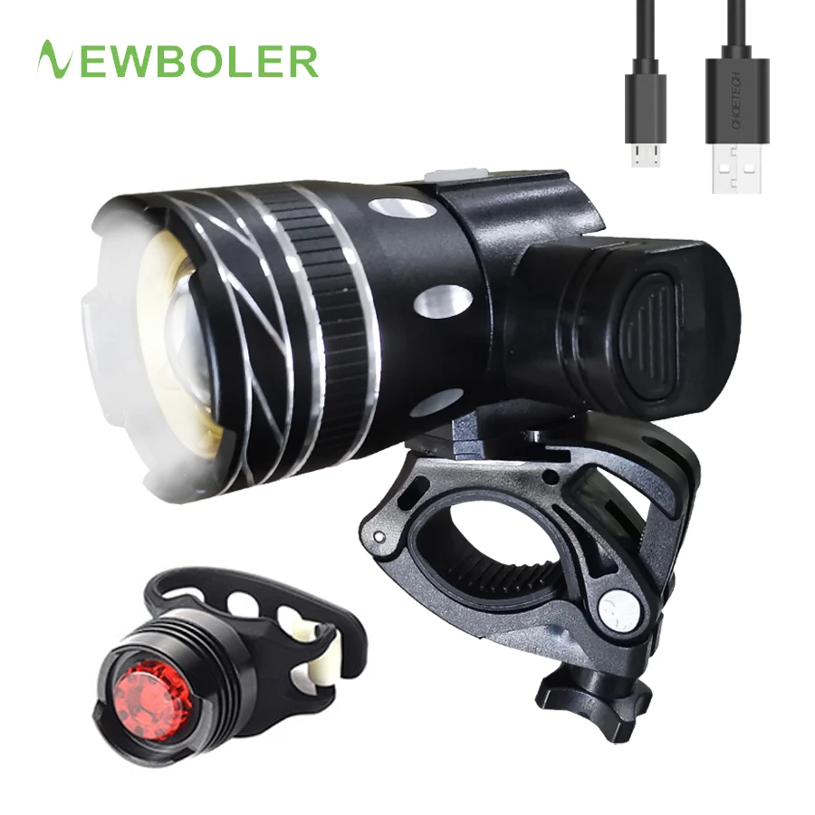 NEWBOLER 5000mAh Bicycle Light Set T6 USB Rechargeable Battery Adjustable Zoom - £9.19 GBP+