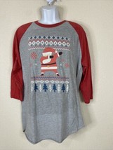 NWOT Tultex Men Size L Gray Santa Claus Dabbing Raglan T Shirt 3/4 Sleeve - £5.66 GBP