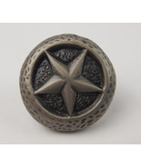Round Primitive Star Pewter Color Gray Round Drawer Pull Knob 1-5/8&quot; Rustic - £7.45 GBP