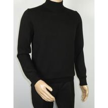 Men's Sweater Knit By BRANGO Turkey Mock Neck Cotton Blend 21050 Black image 7