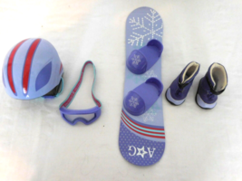 American Girl Doll 2008 Purple Snowboard Accessories Helmet Goggles Boots - £23.37 GBP