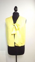 SAKS FIFTH AVENUE Womens VINTAGE Bright Yellow Linen &amp; Silk Vest Jacket ... - $33.82