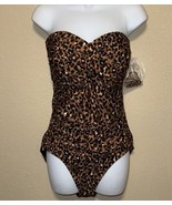 Anne Cole One Piece Swimsuit BROWN LEOPARD Wireless SZ 12 NEW - $1,785.89 MXN