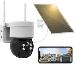 Security Camera Wireless Outdoor Solar Powered, Wifi Ptz Battery Surveillance - £38.45 GBP