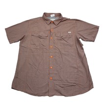 Columbia Shirt Mens L Orange Plaid Outdoors Button Up Short Sleeve  - £14.88 GBP