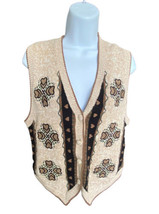 Christopher &amp; Banks Sleeveless Button Front Embroidered Sweater Vest Size M - £14.86 GBP