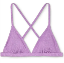 Xhilaration™ Juniors&#39; Metallic Purple Ribbed Triangle Halter Bikini Top XS S - £11.96 GBP