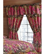 HOT PINK CAMO CURTAIN CAMOUFLAGE 5 PIECE SET VALANCE WINDOW DRAPERY - €27,31 EUR