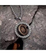 Scandinavian Viking Silver Spin Triangle Runes Compass Amulate Pendant Necklace - $41.95