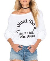 WILDFOX Damen Sweatshirt Didn&#39;t Do It Clean Langarm Weiß Größe M WIT61331L - $63.67