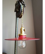 Red Porcelain Enamel Shade: 10.25" Flat Industrial Style Metal, 2-1/4" f... - $30.95