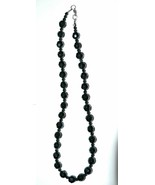 VINTAGE NATURAL BLACK AGATE BEADED NECKLACE - €25,53 EUR