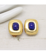 Stylish Vintage Signed GROSSE Lapis Blue Gold Plated Clip On EARRINGS Je... - £53.53 GBP