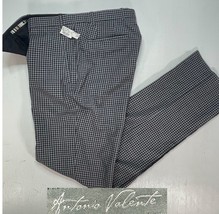 Antonio Valente Pants 34/UH Gray Gingham Flat Front OH Trouser Designer ... - $117.48