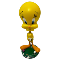 Vintage Looney Tunes Tweety Bird Bobble Head Figure Flowers 6.5&quot; Resin - £16.62 GBP