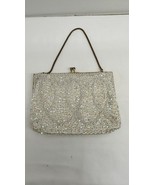 VTG Beaded Sequin Purse Ivory Evening Bag Gold Chain Strap Kisslock Hand... - €29,91 EUR