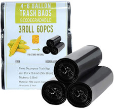4 Gallon Trash Bags Biodegradable Black Small Recycled Trash Bags Compos... - $20.99