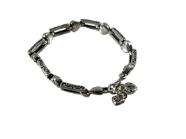 Brighton Bracelet Silver Tone Hearts Open Rectangles Etched Links 7.5&quot; Valentine - £25.32 GBP
