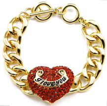 Heart I Love You New Pendant with 8 1/2 Inch Adjustable Link Bracelet - £12.64 GBP