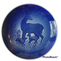 Copenhagen Bing &amp; Grondahl Mothers Day Plate 1975 Deer Fawn Blue Porcelain - $19.87