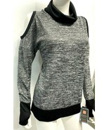 RBX Black and Gray Long Sleeve Activewear Top Cold Shoulder Turtleneck N... - $63.11 CAD