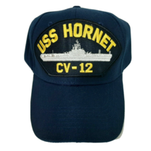 US Navy USS Hornet CV-12 Men&#39;s Embroidered Patch Cap Hat Navy Blue - £10.11 GBP