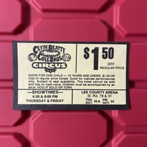 Clyde Beatty Cole Bros Combined Circus Child Ticket Coupon Vintage 1980s - £10.32 GBP