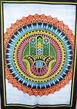 Traditional Jaipur Hand Painted Hamsa Hand Wall Art Poster, Hippie Wall Tapestry - £14.07 GBP