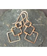 Handmade copper earrings: chain link diamond shaped frames - £21.92 GBP