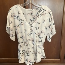 Sienna Sky, Fun &amp; Floral Top- Size Small, Tropical V Neck Elastic Waist ... - $7.92