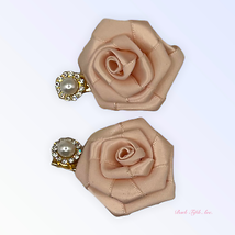 Silk Rose Hair Clips with Pearl Rhinestone Accent - $28.95