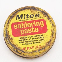 Vintage Mitee Mighty Soldering Paste Advertising Tin - £22.48 GBP