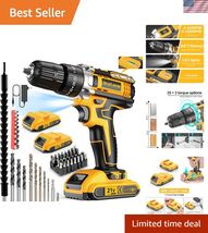Powerful 21V Cordless Drill Driver Kit: 59 Accessories, Variable Speed &amp;... - $113.83