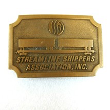 Vintage 1970s Streamline Shippers Belt Buckle Brass tone Metal Hit Line ... - $19.99