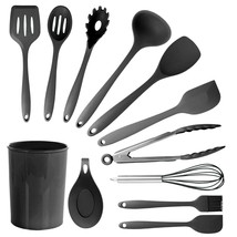 MegaChef Black Silicone Cooking Utensils, Set of 12 - £42.10 GBP