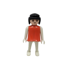 Playmobil Vintage Geobra 1974 Figure Red Torso White Limbs Black Hair - £7.00 GBP