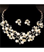 Pearl Collection Gold Plated Necklace Set With Earrings Pearl Jewellery ... - $56.22 CAD