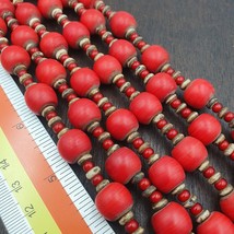 Vintage African Antique Trade Beads Old Red Glass Beads long Strand 12.5mm - £61.02 GBP