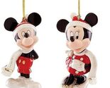 Lenox Disney 2021 Mickey &amp; Minnie Figurine Ornament Set Mouse Winter Out... - $57.00