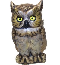 VTG 1982 Ceramic Brown Bright Eyed 6” tall Tabletop OWL Figurine Hand painted - $12.31