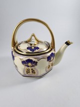 Vtg Noritake Teapot Green Morimura Mark Porcelain 6-1/2&quot; Tall Nippon Handpainted - £39.51 GBP