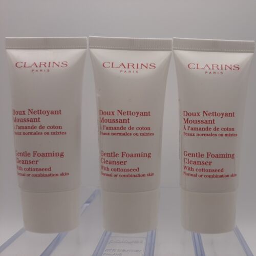 Clarins Gentle Foaming Cleanser with Cottonseed 0.8oz Norm/Combo LOT OF 3 SEALED - $14.84