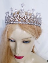 Rhinestone Crystal Tiara, Large Crown Tiara, Statement Pageant Jewelry, Head Ban - £54.67 GBP