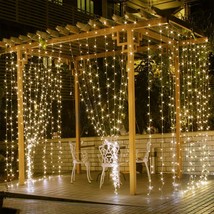 300LED 9.8&#39; Christmas Curtain Fairy String Light New Year Party Wedding w/Remote - £31.16 GBP