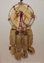 Souvenir white brown Dream Catcher Fur beads - $24.70