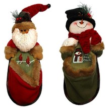 Fabric Burlap Stuffed Santa or Snowman Knick-Knack Holder Price Each - £23.09 GBP